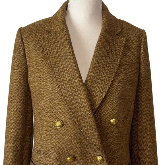 J.Crew Bristol Double Breasted Wool Herringbone Blazer Jacket Brown Size 6 - Picture 4 of 8